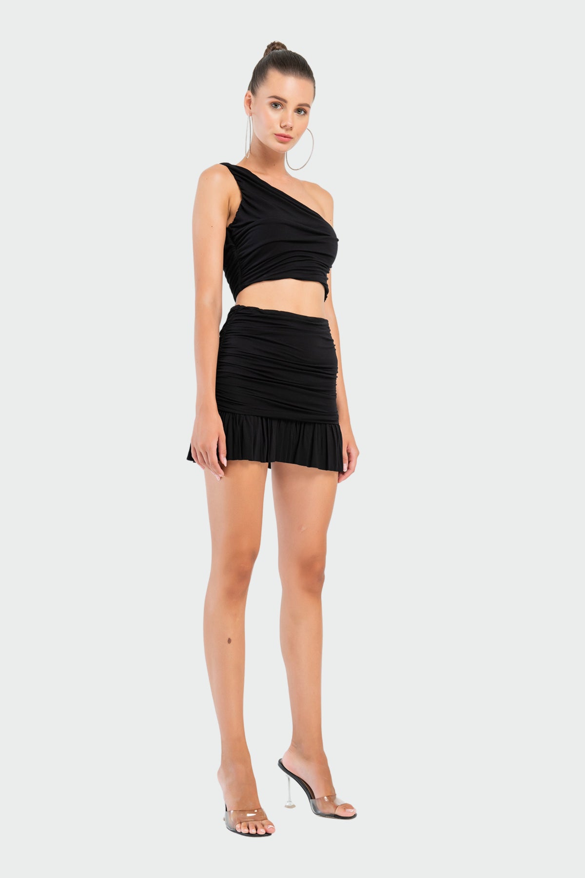 One-Shoulder Crop Top &amp; Mini Skirt Set