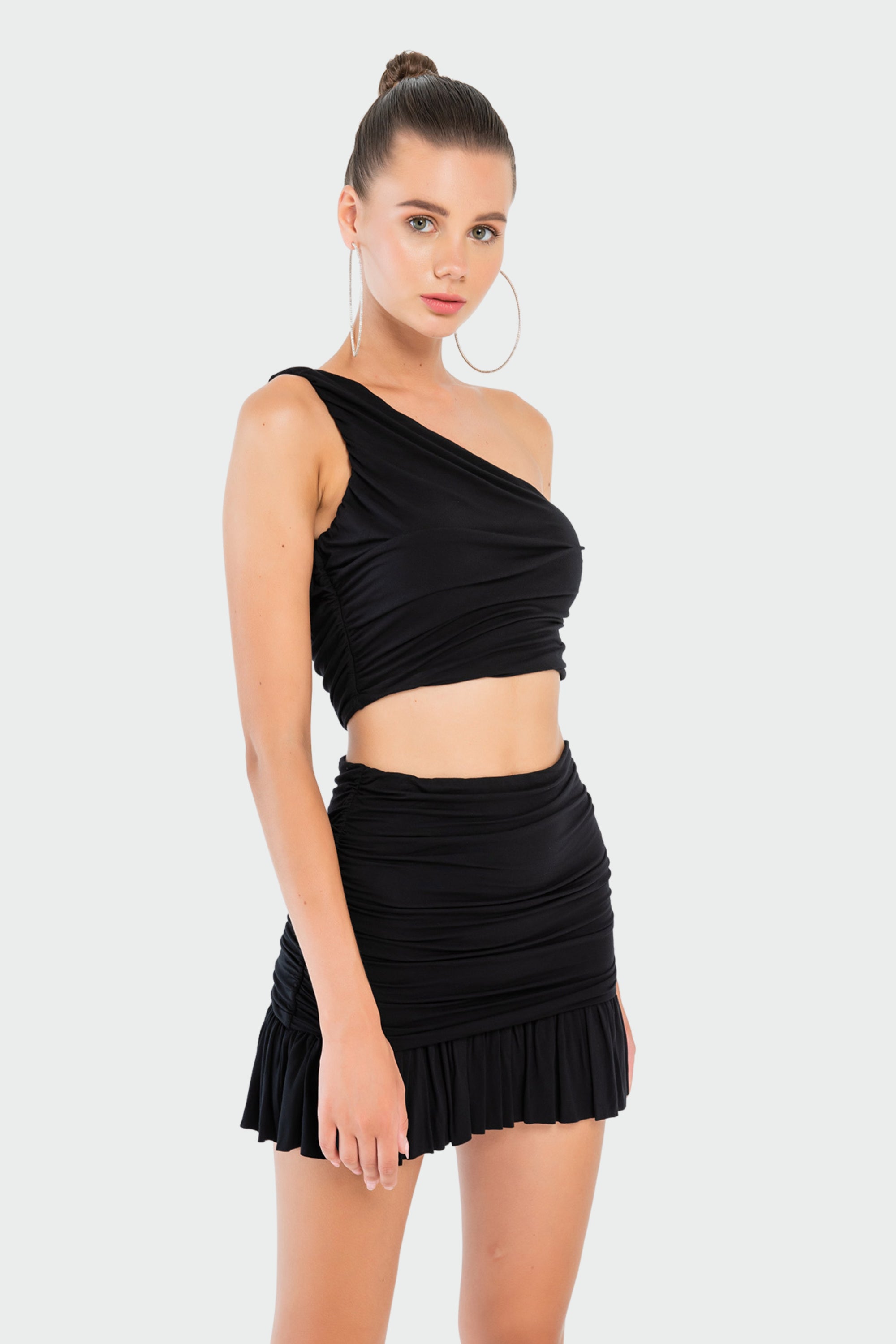 One-Shoulder Crop Top & Mini Skirt Set