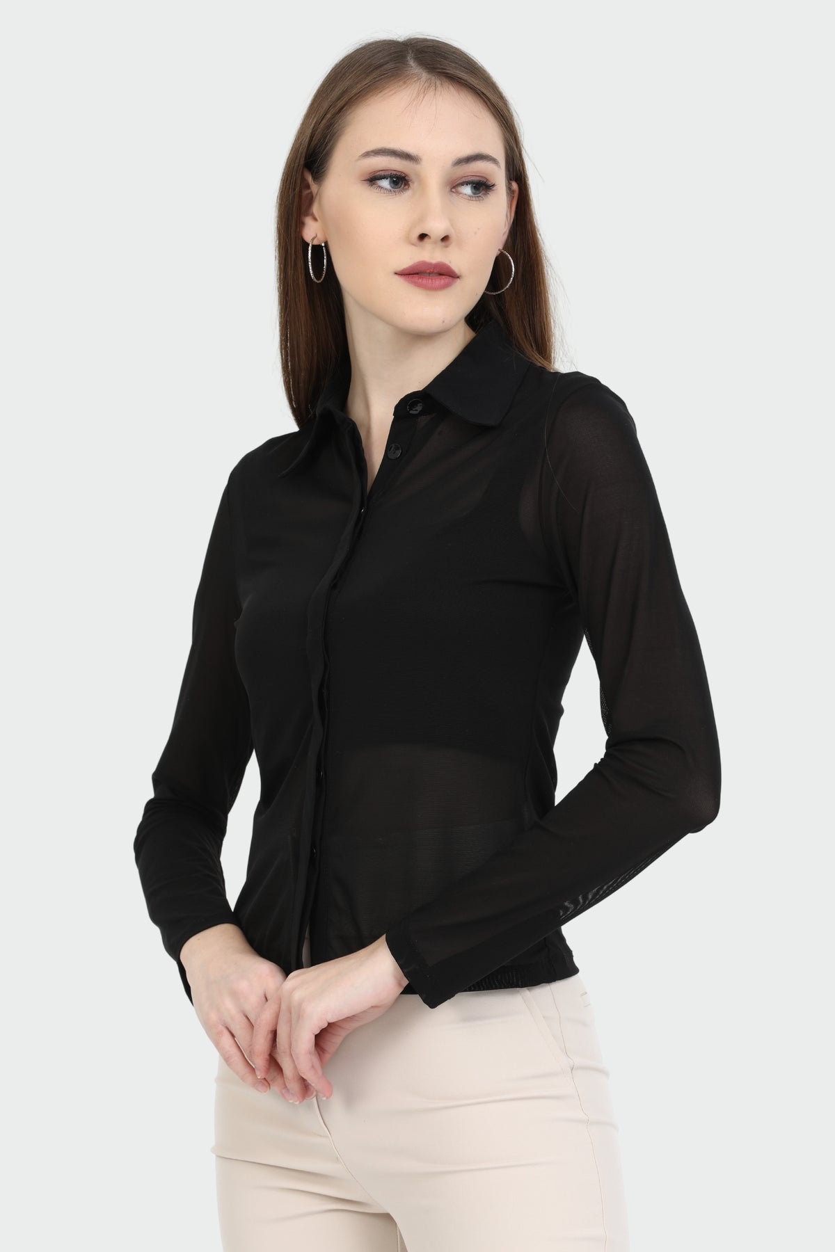 Long Sleeve Sheer Black Shirt