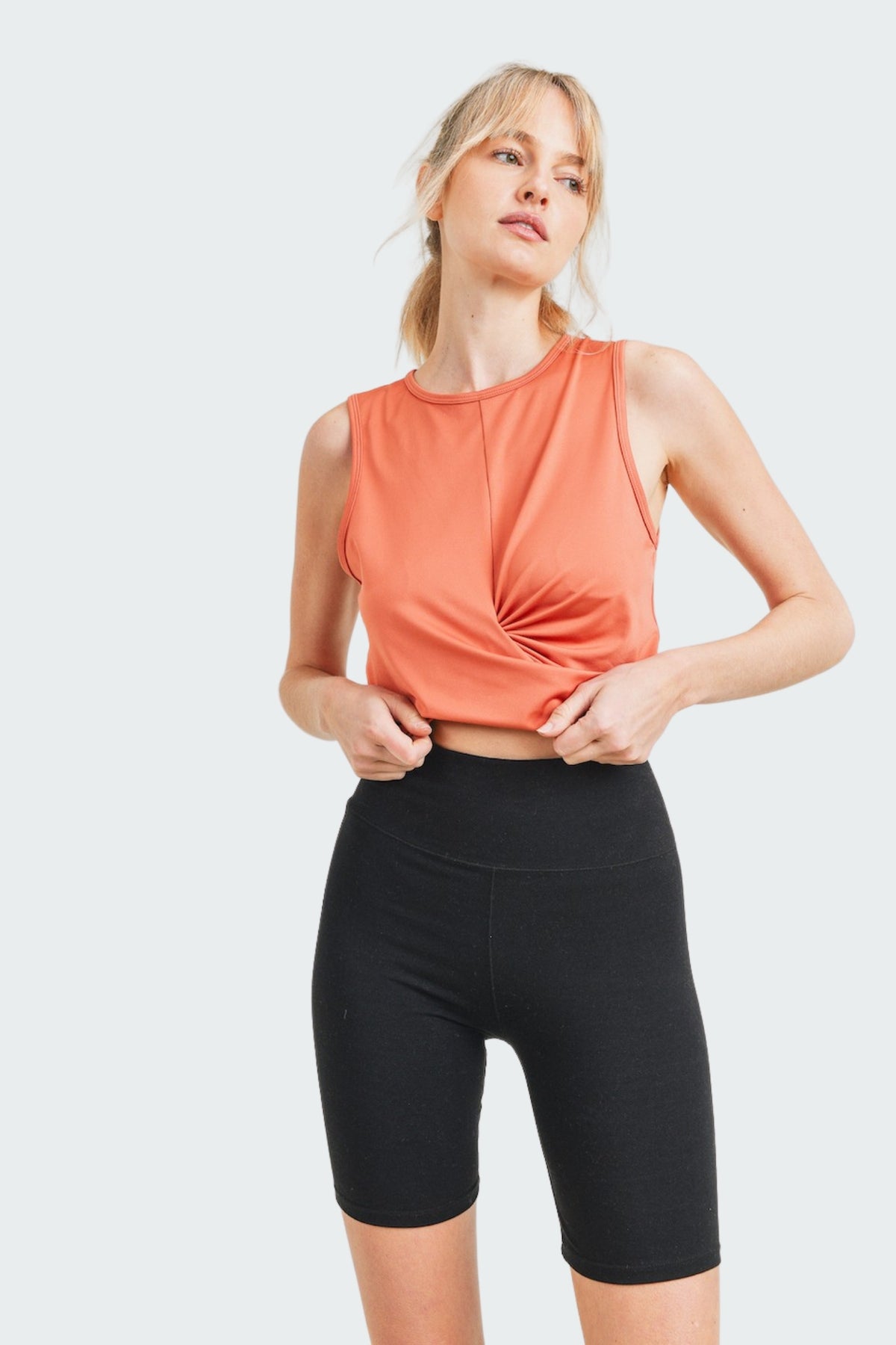Copper Sleeveless Cropped Twist Top