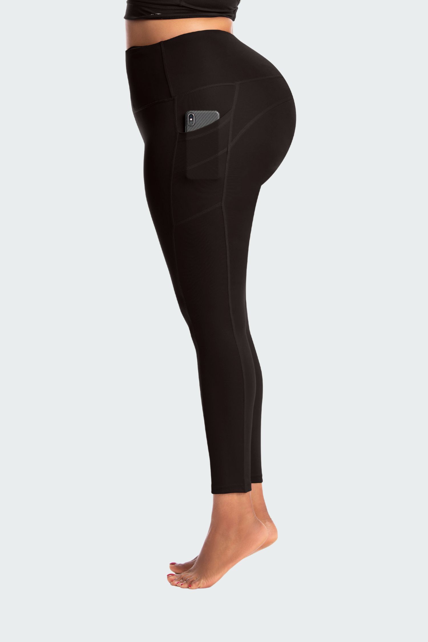 Plus Size High Waisted Leggings With Pockets - Heny Star