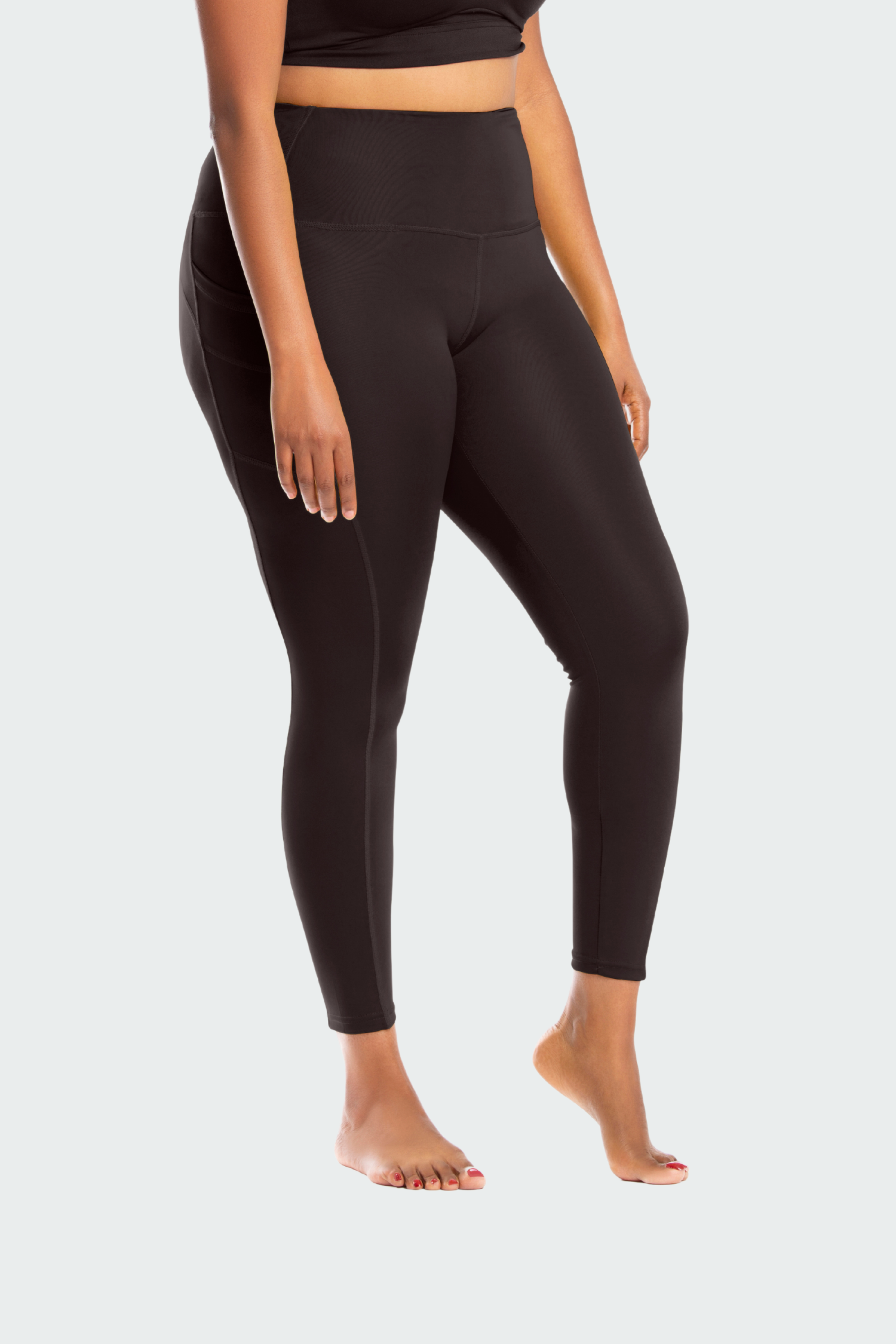 Plus Size Black Wet Look Stretch Leggings | Yours Clothing